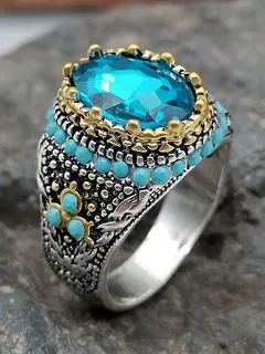 Anillo bicolor Turquesa