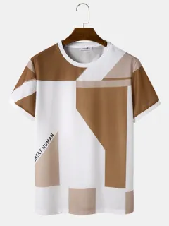 Color Block Letter Print T-shirts