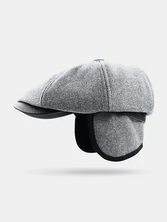 Men's Plus Cashmere Solid Color Outdoor Leisure Wild Forward Hat Flat Cap