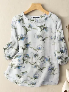 Blusa casual con estampado de flores al azar