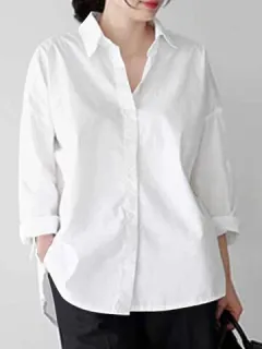Camisa con abertura de hombros caídos unicolor