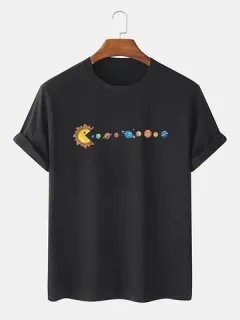 T-shirts with planet sun and cartoon print
