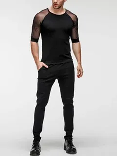 Slim Men's Sheer Mesh Short Sleeve Tight T-shirt