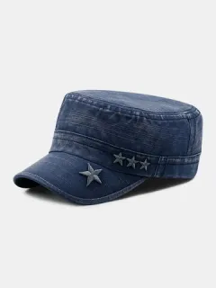 Embroidery Print Mens Denim Military Hat