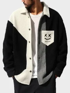 Smile color block patchwork shirts