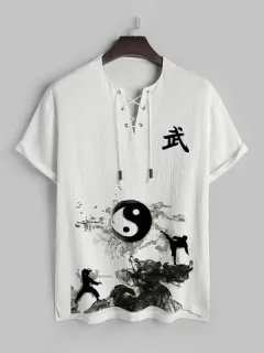 Yin Yang Ink Print T-shirts