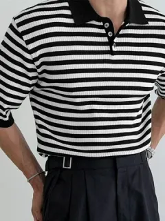 Striped Print Knitted Shirt