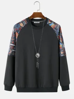 Ethnic Pattern Raglan Sleeve Sweatshirts