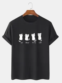 Cute cotton t-shirts with Cat print