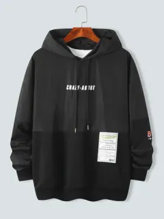 Letter Print Splicing Techwear Hoodies