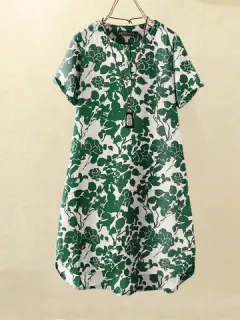 Floral Planta Estampado Vacaciones Vestido