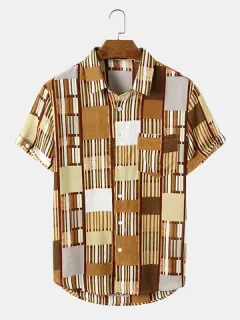 Checkered and striped print shirts