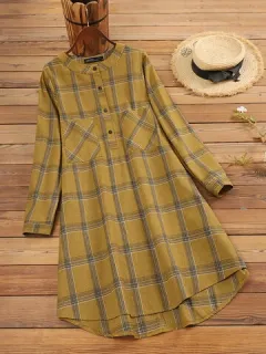 Estampado a cuadros Alto-bajo Vestido