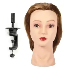 17 pulgadas de cabello de oro de formación de cabeza de corte de peluquería práctica maniquí con sujetador de la abrazadera