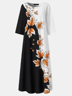 Casual Estampado Calico Patchwork Vestido