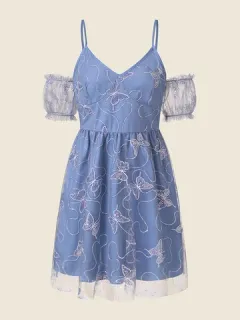 Mariposa Patrón Superposición Vestido