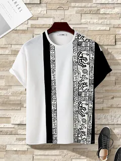 Tribal Pattern Patchwork Knitted T-shirts