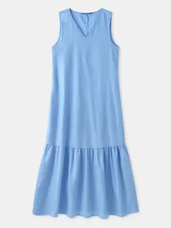 Liso Sin mangas Volantes Largos Vestido