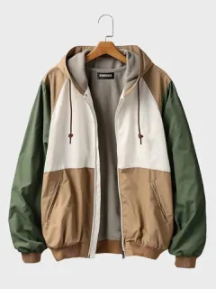 Color Block Hooded Windbreaker Jacket