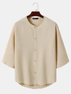 Solid Textured Button Down Shirts