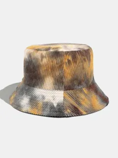 Multicolor Tie Dye Corduroy Bucket Hat for Women Men
