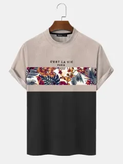 Patchwork Texture T-shirts Tropical Plants