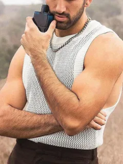 Men's Casual Mesh Crochet Knit Tank Top
