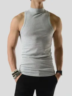 Solid Half Neck Knitted Tank Top