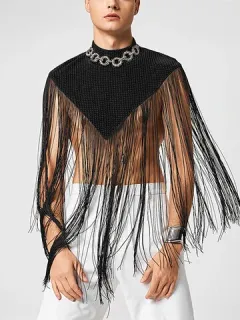 Tassel Hem High Neck Cape