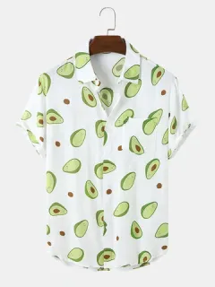 Cartoon Avocado Print Shirts