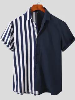 Striped Patchwork Pattern Shirt