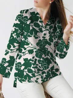 Blusa con bajo con abertura Plants Patrón