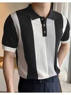 Lapel Patchwork Short Sleeve Shirt