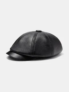 Outdoor PU Berets Warm Casual Newboy Hats