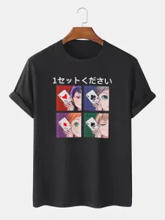 Japanese Anime Poker Graphic T-Shirts