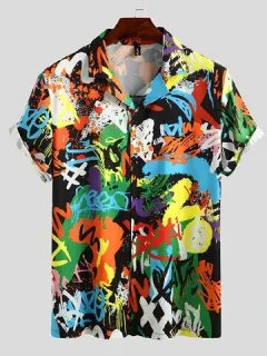 Colorful Print Short Sleeve Shirts