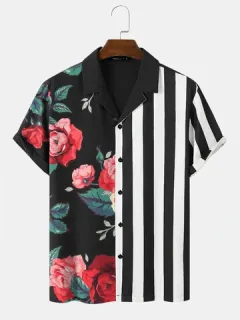 Flower and Stripe Patchwork Shirts