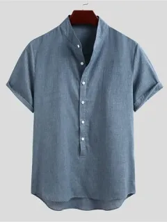 Short Sleeve Button Down Linen Shirts