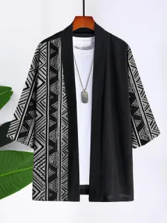Vintage Geometric Patchwork Kimono