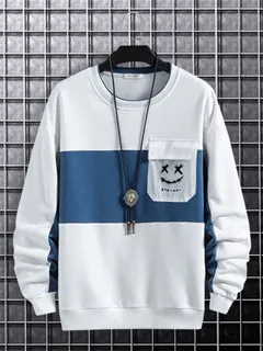 Patchwork sweatshirts with smile print