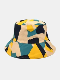 Unisex Geometric Color Block Bucket Hat