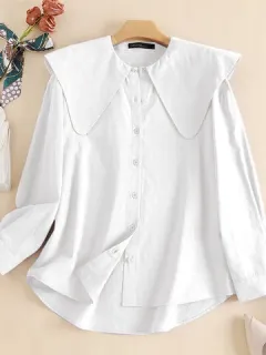 Blusa de manga larga con solapa lisa