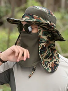 Summer Men's Outdoor Sunscreen Hat Camouflage Fasherman Hat Anti-Mosquito Fishing Hat