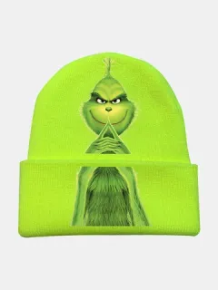 Men & Women Wool Green Fur Monster Print Knit Hat Beanie Hat