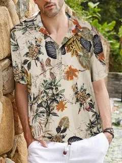 Beach Floral Print Short Sleeve Shirts