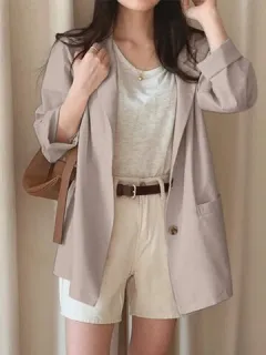 Blazer de manga larga con solapa lisa