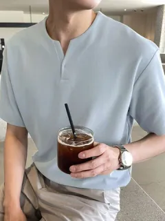 Casual Solid V Neck T-shirt