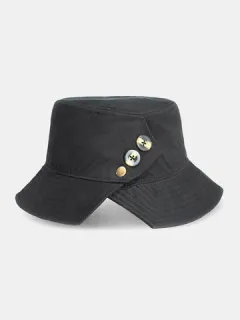 Unisex Button Decor Bucket Hat