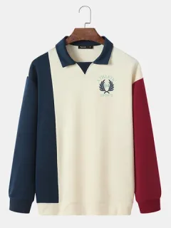Patchwork Letter Print Golf Shirts