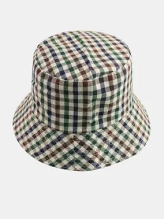 Women and Men Plaid Pattern Sunshade Bucket Hat